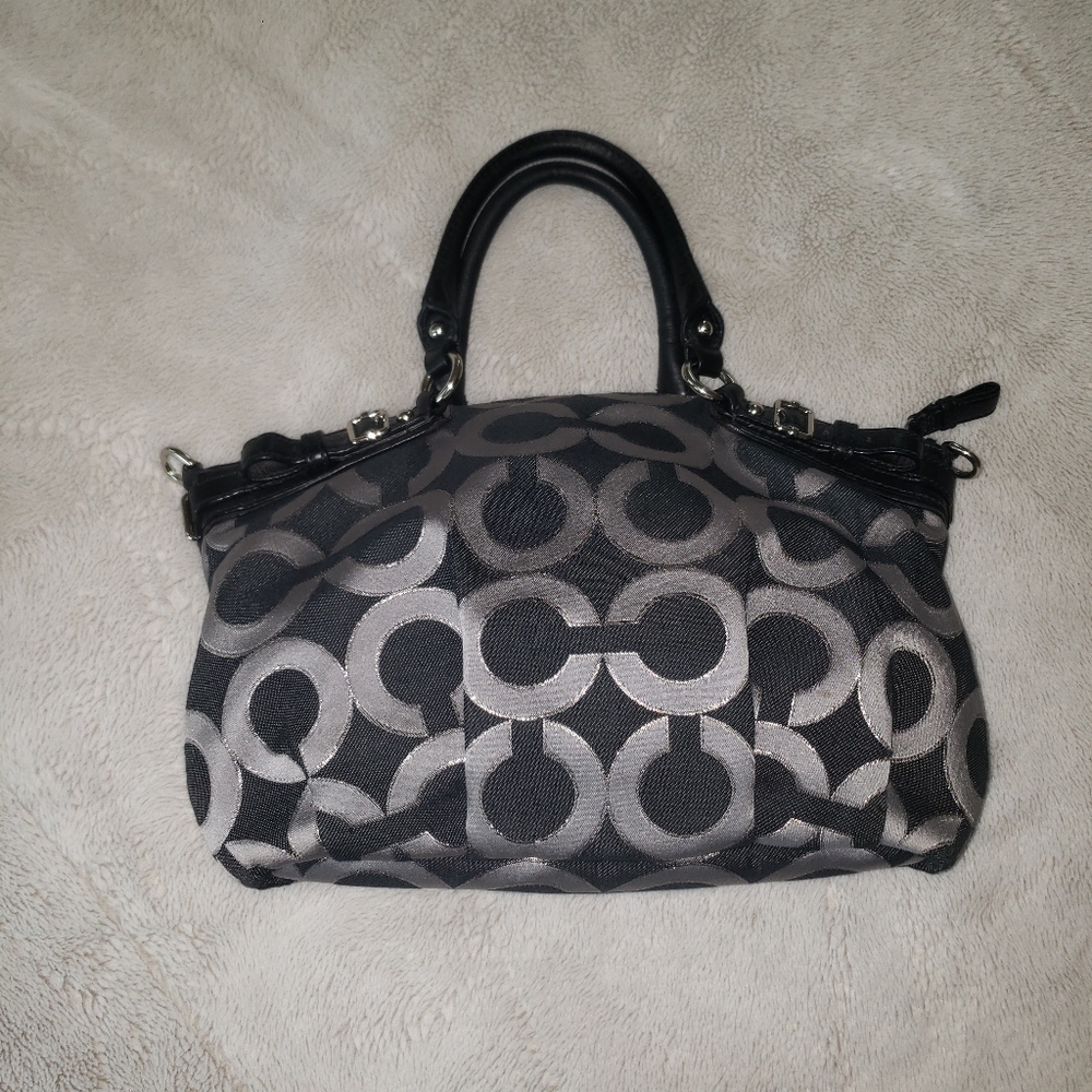 Coach Black and Gray Signature Handbag - Picture 6 of 13